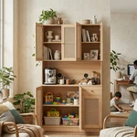 70.9IN Tall Cabinet Freestanding Storage Wooden With Open Compartment V1. Fixed Price $82.60.