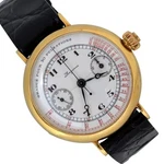 Longines Chronograph Monopusher For Grands Prix Porcelain Dial Gold 18KT 1930'S. Fixed Price $16300.00.