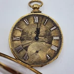 Antique James Mccabe 18K Gold 13J, Scene Dial Pocket Watch - Not Running As Is. Fixed Price $2450.00.