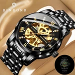 Luxury Men's Stainless Steel Gold Tone Skeleton Automatic Mechanical Wrist Watch. Fixed Price $15.59.