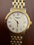 Men's Raymond Weil Geneve Two-tone Ss White Dial Quartz Watch #5593 New. Fixed Price $550.00.