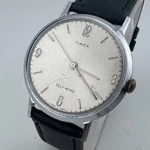 Vintage 1964 Timex Viscount Self-winding Automatic Watch Men Silver Leather Band. Fixed Price $77.77.