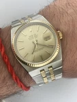 Rolex 36MM 17013 Oysterquartz Datejust 18K Yellow Gold & Steel Champagne Dial. Fixed Price $6400.00.