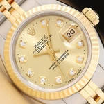 Rolex Ladies Datejust 69173 Champagne Diamond 2-TONE 18K Yellow Gold Watch. Fixed Price $5695.00.