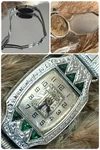 1929 Ladies Art Deco Emerald Bulova Watch Miss Liberty Wire Mesh Band. Fixed Price $449.99.