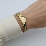 Seiko Half Moon 1F20-5D59 Gold Tone Quartz Analog 14MM Women Watch Patina. Fixed Price $299.45.