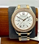 Bulova Women's Watch 98N100 Crystal Accented Rose Gold Tone 38MM. Fixed Price $70.31.