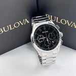 Bulova Wilton 96B288 Classic Black Dial Chronograph Quartz Men's Watch 46.5MM. Fixed Price $161.96.