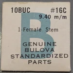 Nos New Genuine Bulova Cal. 10BUC - # 16C 9.40 Mm Female Stem Watch Part. Fixed Price $11.99.