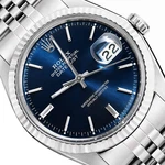 Rolex Datejust 1601 36MM 18K White Gold Bezel Dark Blue Dial Jubilee Men's Watch. Fixed Price $5900.00.