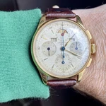 Universal Geneve Tri-compax 1945 Calendar Chronograph Moon Vintage Gold Watch. Fixed Price $12000.00.
