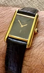 Vintage Cartier Tank Vermeil Black Spider Dial Hand-wind Paris 925 Argen. Fixed Price $2267.14.