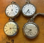 Hamilton, Elgin, Ingraham, Westclox Pocket Watch Lot 4 Parts & Repair Only. Fixed Price $95.88.