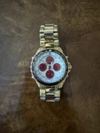 Vtg Seiko Flightmaster 7T34-6A0H Watch Gold Tone Red Dial Chronograph. Fixed Price $492.00.