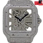 Cartier 4109 Santos Skeleton Loaded Diamond Stainless Steel Automatic #2000-1. Fixed Price $29995.00.