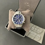 Bulova Marine STAR/96B256 Chronograph Blue Dial 6S20/SWISS Quartz Watch 43MM. Fixed Price $157.60.