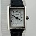 Vtg Gruen Quartz Watch Women Silver Rectangle Roman Leather For Parts Repair. Fixed Price $28.89.
