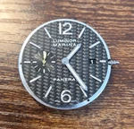 Panerai Luminor Marina Movement Carbon Dial Gold Hands Pam 180 Full Working 44MM. Fixed Price $2348.00.