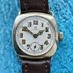 Vintage Silver Omega Small-sized Hand-winding Military Style Wristwatch. Fixed Price $700.60.