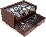 High End Watch Box For Men, 12 Slot Wooden Case With Drawer, Display. Fixed Price $117.85.