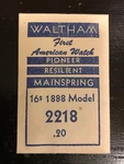 Waltham Factory Mainspring - 2218 (hole) For 16S Model 1888 Steel. Fixed Price $14.00.