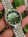 Authentic Vintage Orient Crystal Automatic Day-date Green Dial Japan Watch 46943. Fixed Price $175.00.