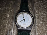 Swatch Original Wrist George 1992 GX409 New Battery Leather Band Swiss. Fixed Price $21.00.