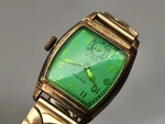 Vintage 1940S Bulova Rare Green Crystal Wrist Watch - Runs Intermittently. Fixed Price $150.00.
