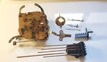 Junghans Clock Movement Triple Chime Rods Hands Bob Key Etc. Needs Repair 1930'S. Fixed Price $75.00.