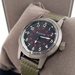 Bulova Military Hack 98A255 Black Dial Green Leather Strap Automatic Men's Watch. Fixed Price $175.95.