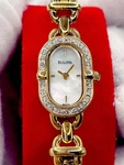 N. Mint Bulova Ladies Gold-tone, Diamond Women's Dress Watch Quartz Movement. Fixed Price $249.99.