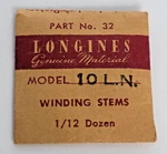 Longines Genuine Material Winding Stem Part No. 32 Model 10LN Nos - SB15A. Fixed Price $19.95.