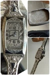 1930 Ladies Art Deco Enamel Gruen Watch Sapphire Filigree Band. Fixed Price $299.99.