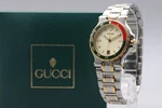 Near Mint Full Set Gucci 9700M Red Green Bezel Quartz Men's Watch Gold. Fixed Price $289.99.
