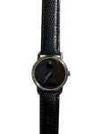 Authentic Movado Museum Classic Watch Black Dial Silver Case Lizard Strap. Fixed Price $259.50.