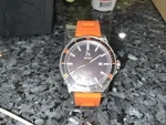 Shield Watch With Orange Rubber Strap Swiss Movement. Bought Auction. Fixed Price $40.00.