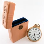 Hamilton 950B 16S 23J Railway Special Enamel Dial Gf Pocket Watch W/bakelite Box. Fixed Price $2995.00.