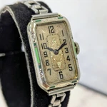 1932 Elgin Art Deco Ladies Watch Grade 484 Black & Green Enamel Tank Case 15J. Fixed Price $440.00.