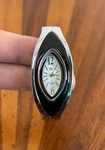 Mt Fashion Watch Bangle Women Silver Tone Black Enamel Quartz 25MM New Battery. Fixed Price $15.29.