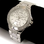 Silver Bracelet Geneva Crystal Bezel Boyfriend Style Women's Watch. Fixed Price $25.99.