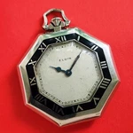 Elgin Art Deco Octagon Pocket Watch Enamel Roman Numeral Bezel For Repair. Fixed Price $214.05.