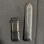 Tissot Band/strap Black Leather With Orange Stitch, Curved Ends, Genuine 24/22MM. Fixed Price $40.00.