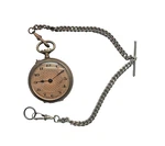 Antique Swiss Brass Gents Pocket Watch With Albert Chain C1910. Fixed Price $47.00.