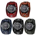 Men's Steampunk Analog Quartz Wide Genuine Leather Strap Decorative Wrist Watch. Fixed Price $17.99.
