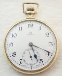 Omega 25 Y Gold Filled Adj Pocket Watch Works Perfect. Fixed Price $465.00.