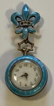 Sterling Silver Blue Guilloche Swiss Brooch Pin Watch 1900 Fleur De Lis Non Work. Fixed Price $275.00.