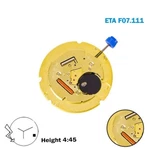 Eta F07.111 Swiss Movement, Black Date Disk 4, Height 4.45. Fixed Price $30.00.