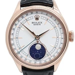 2020S Mint Rolex 50535 Cellini Moonphase 39MM 18K Rose Gold White Dial Watch. Fixed Price $25988.00.
