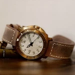 Calibre 200M Miyota 9015 Automatic Bronze Dive Watch Sparkling White Dial. Fixed Price $329.00.