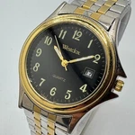 Vintage Westclox Quartz Watch Men Dual Tone Black Date Analog New Battery 7.5". Fixed Price $25.49.